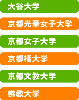 大谷大学　京都光華女子大学　京都女子大学　京都橘大学　京都文教大学　佛教大学