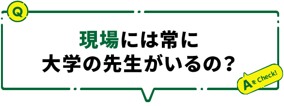 現場には常に大学の先生がいるの？